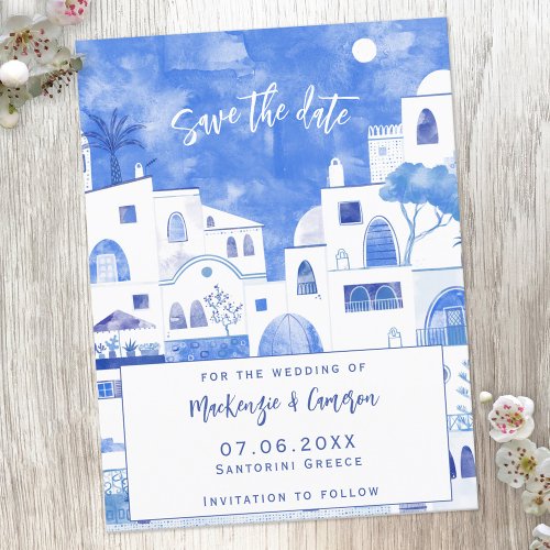 Santorini Save The Date Announcement Postcard