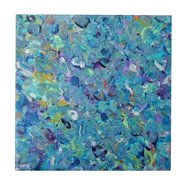 Santorini Sea Glass Abstract Ceramic Tile (Front)