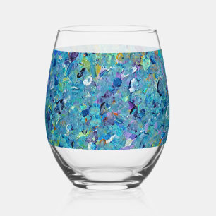 Santorini Seaglass  Stemless Wine Glass