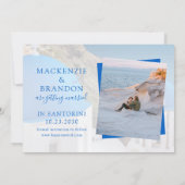 Santorini Skyline Destination Wedding Travel Theme Save The Date (Back)