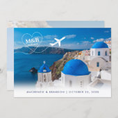 Santorini Skyline Destination Wedding Travel Theme Save The Date (Front/Back)