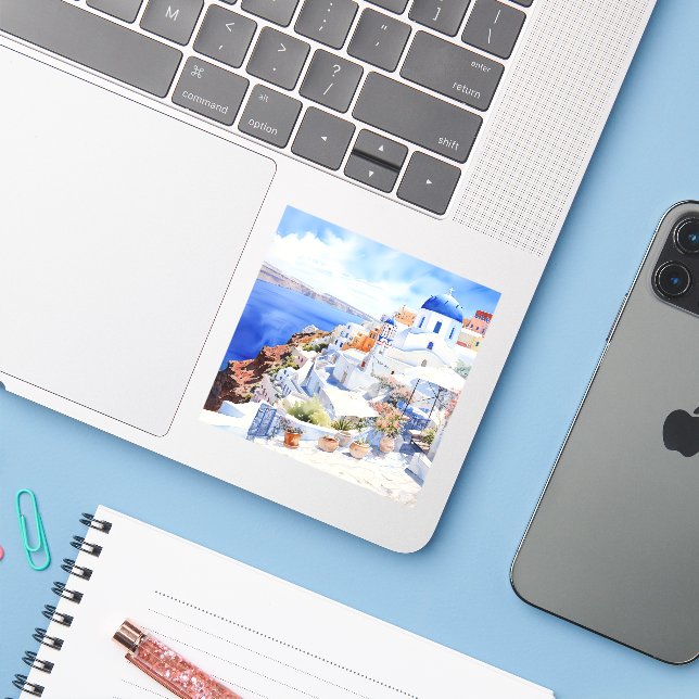 Santorini Sticker (Laptop w/ iPhone)
