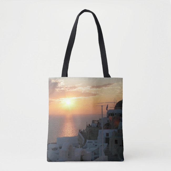 Santorini Sunset All Over Print Tote Bag