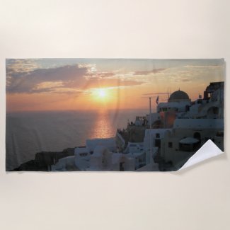 Santorini Sunset Beach Towel