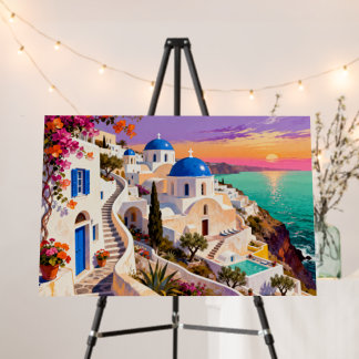 Santorini Sunset Canvas Print - Iconic Greek  Foam Board