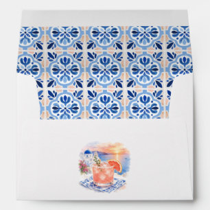 Santorini Sunset Cocktail Greek Tile Wedding Envelope