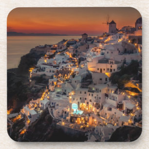 Santorini Sunset, Greece Drink Coaster
