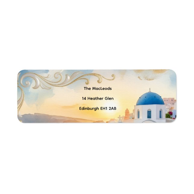 Santorini Sunset Guest Return Address Label (Front)