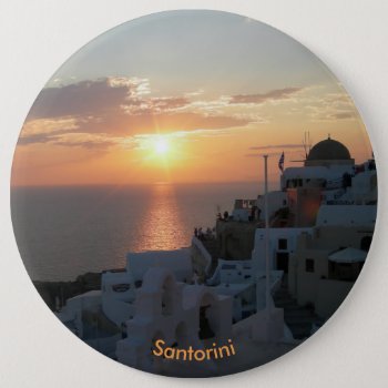 Santorini Sunset Round Button by Edelhertdesigntravel at Zazzle