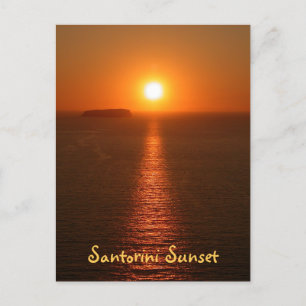 Santorini Sunset with text - Greek Island Postcard