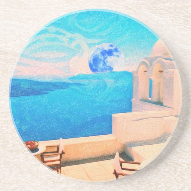 Santorini town Greece Drink Coaster (Front)