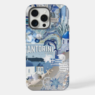 Santorini Travel Greece Coastal Blue Collage iPhone 15 Pro Max Case
