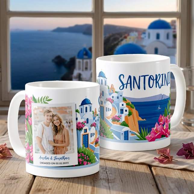Santorini Travel Photo & Name Personalized Gift Coffee Mug (Santorini Travel Photo & Name Personalized Gift Coffee Mug)