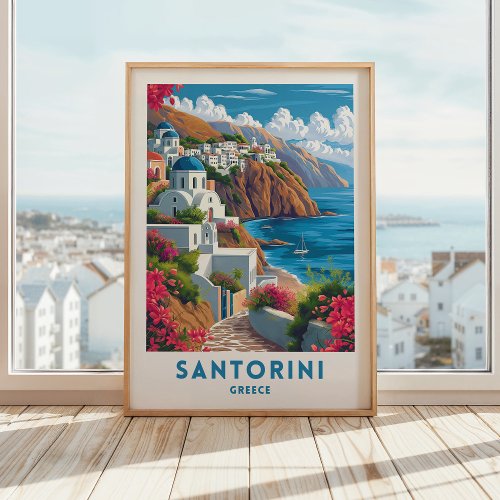 Santorini Travel Print Poster Greece Wall Art
