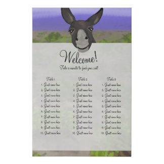 Santorini vineyard & donkey sitting plan 3 tables faux canvas print