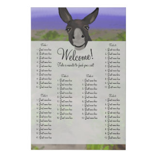 Santorini vineyard & donkey sitting plan 6 tables faux canvas print