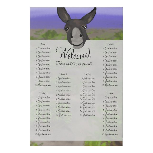 Santorini vineyard & donkey sitting plan 6 tables faux canvas print (Front)