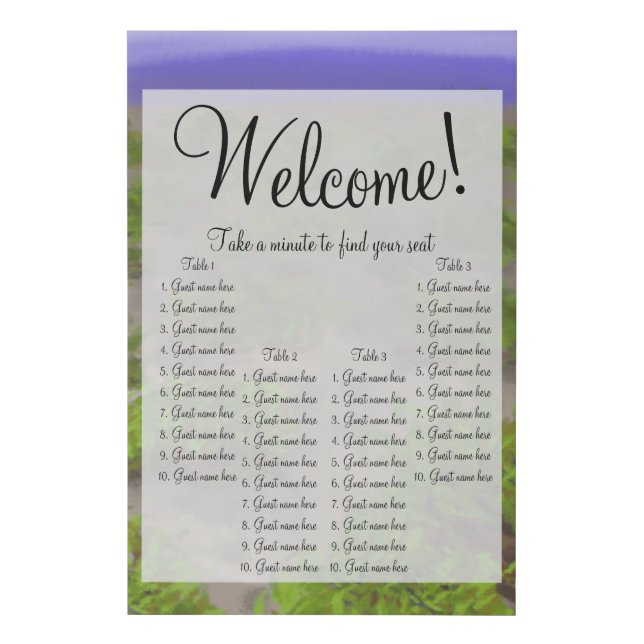 Santorini vineyard sitting plan 4 tables faux canvas print (Front)