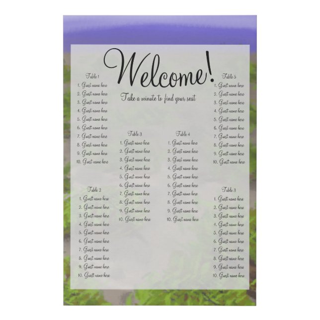 Santorini vineyard sitting plan 6 tables faux canvas print (Front)