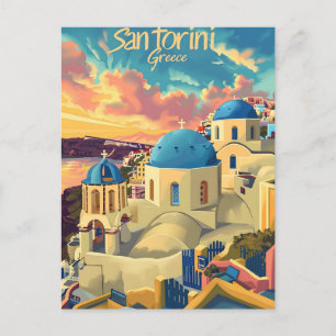 Santorini vintage postcard