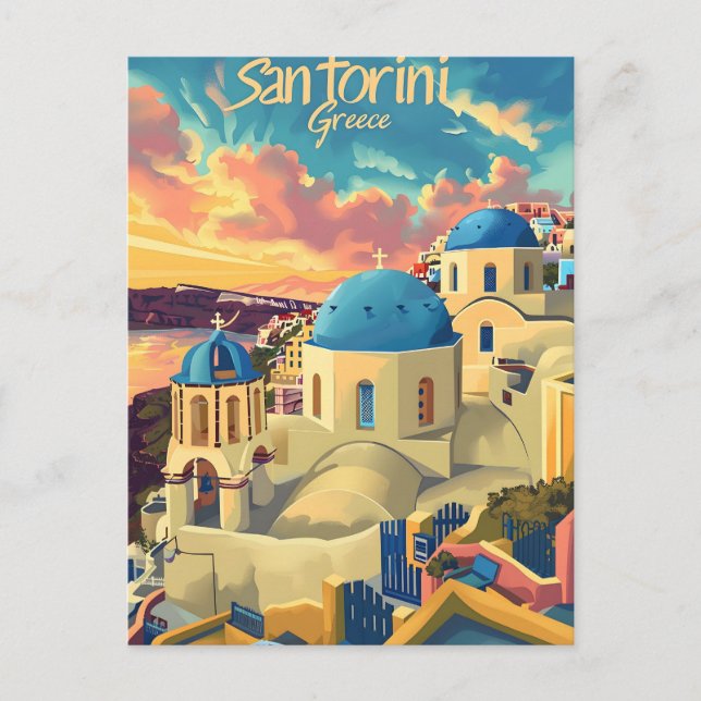Santorini vintage  postcard (Front)