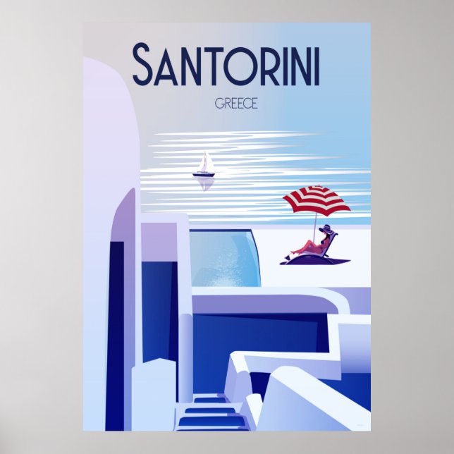 Santorini vintage travel poster (Front)
