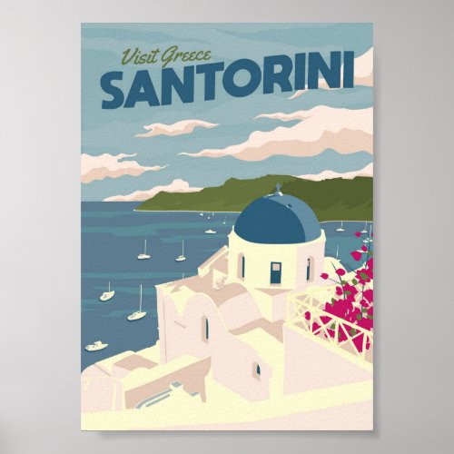 Santorini _ Vintage Travel Poster