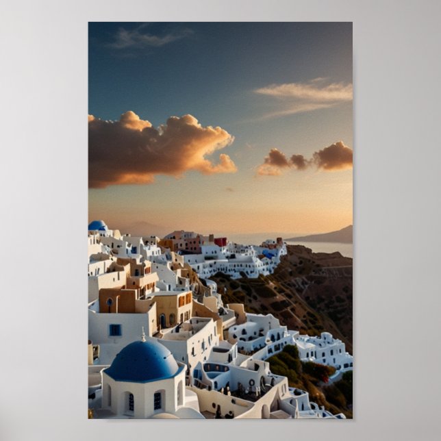 Santorini Vintage Travel Poster (Front)