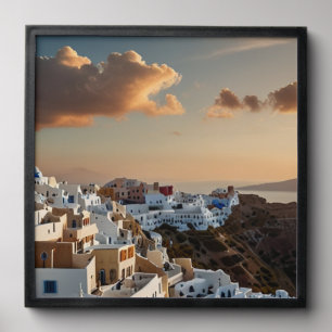 Santorini Vintage Travel Poster Peel And Stick Photo Tile