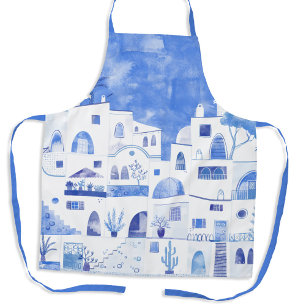 Santorini Watercolor Apron