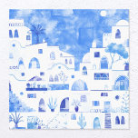 Santorini Watercolor Canvas Print<br><div class="desc">Modern watercolor townscape painting featuring the village of Oia on the sunny Greek island of Santorini in vibrant blue and white.
I'd like to be there right now,  sipping a cool glass of wine in the sunshine.
Original art by Nic Squirrell.</div>