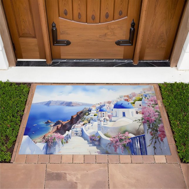 Santorini watercolor doormat (Outdoor)