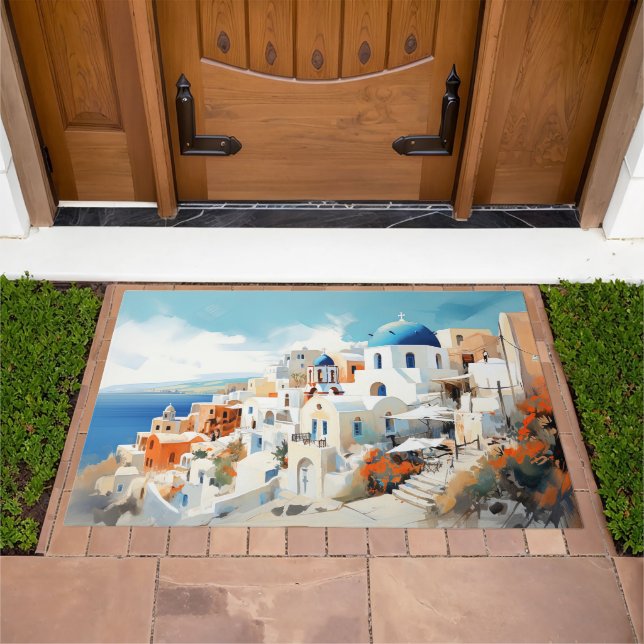 Santorini watercolor doormat (Outdoor)