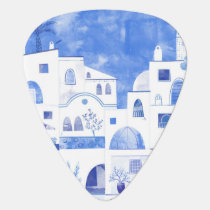Santorini Watercolor Guitar Pick
