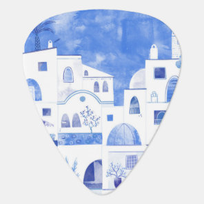 Santorini Watercolor Guitar Pick