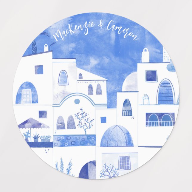 Santorini Watercolor Labels (Design 1)