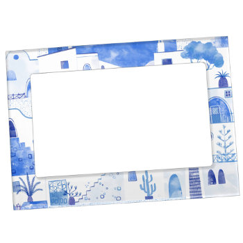 Santorini Watercolor Magnetic Frame by Squirrell at Zazzle
