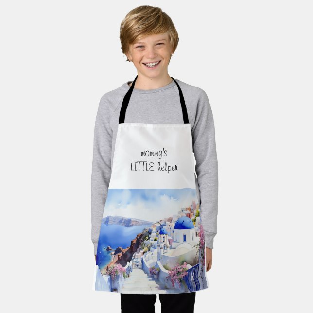 Santorini Watercolor mommy's little helper Apron (Worn)