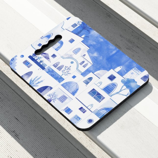 Santorini Watercolor Seat Cushion (In Situ)