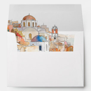 Santorini Wedding Colorful Landscape Envelope