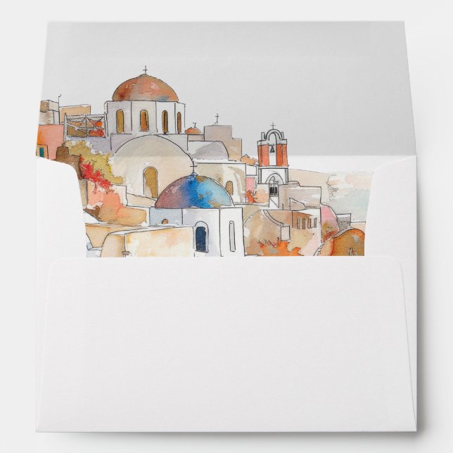 Santorini Wedding Colorful Landscape Envelope (Back (Bottom))
