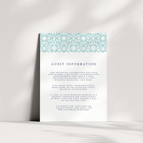 Santorini Wedding Details Enclosure Card  Aqua