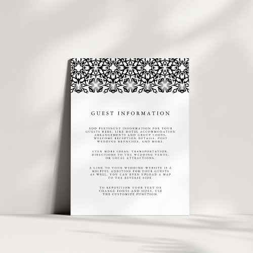 Santorini Wedding Details Enclosure Card  Black
