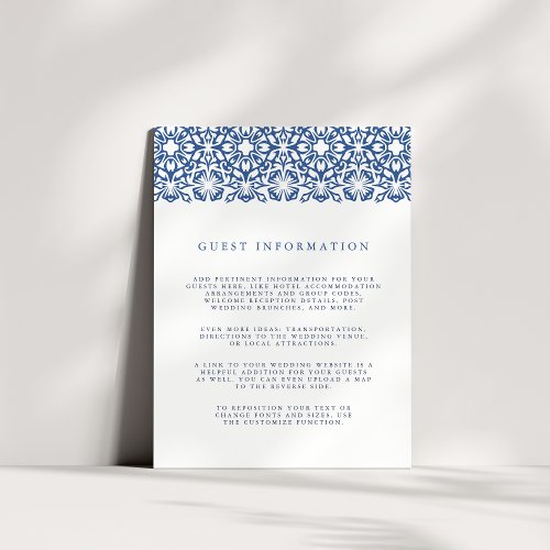 Santorini Wedding Details Enclosure Card  Lapis