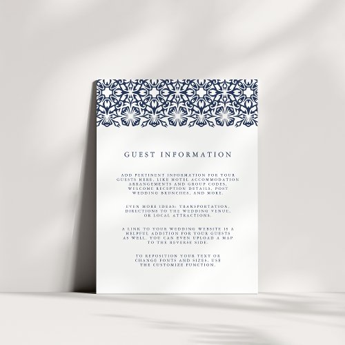 Santorini Wedding Details Enclosure Card  Navy