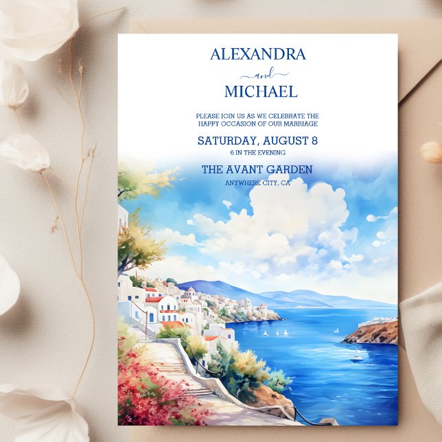 Santorini Wedding Invitation (Creator Uploaded)