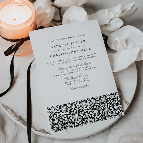 Santorini Wedding Invitation  Black