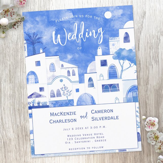 Santorini Wedding Invitation Postcard (Creator Uploaded)