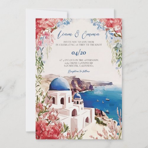 Santorini Wedding Invite Greek Wedding Destination