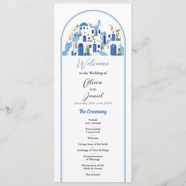 Santorini Wedding Menu Ceremony Details Greece (Front)
